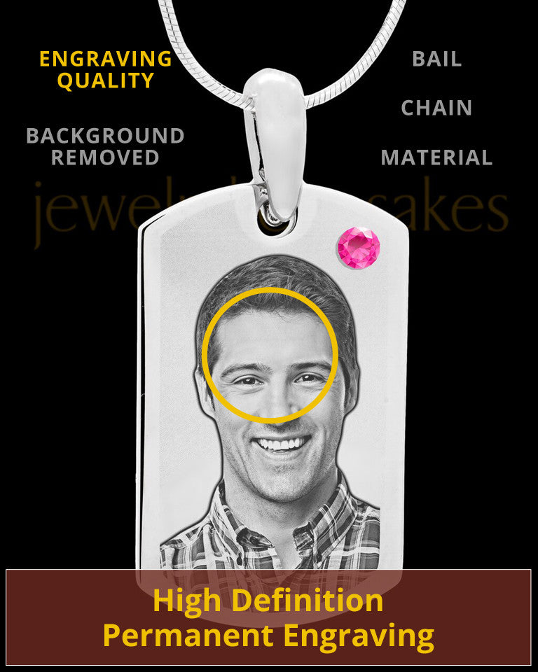 October Stainless Photo Small Dog Tag