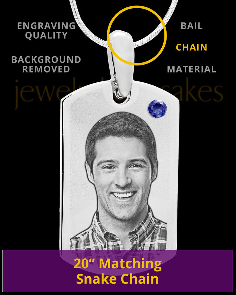 September Stainless Photo Small Dog Tag