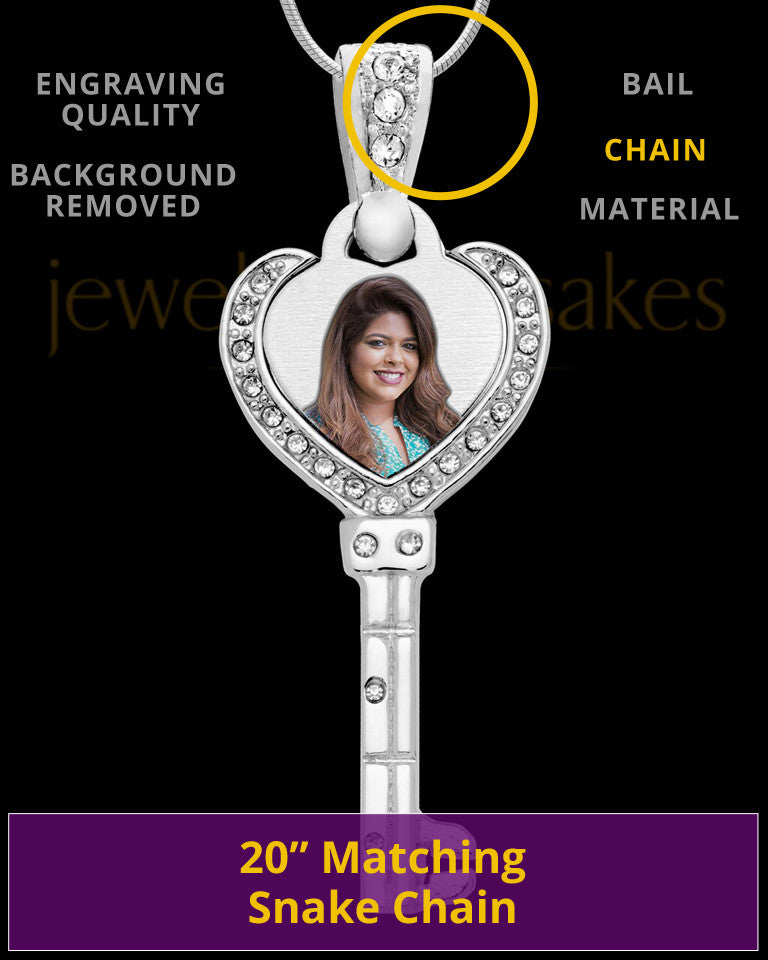 Full Color Key To My Heart Photo Engraved Pendant