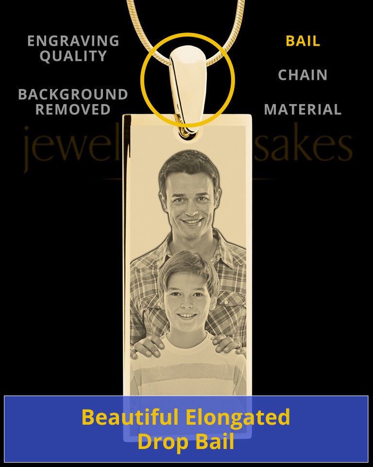 Gold Tall Rectangle Photo Engraved Pendant