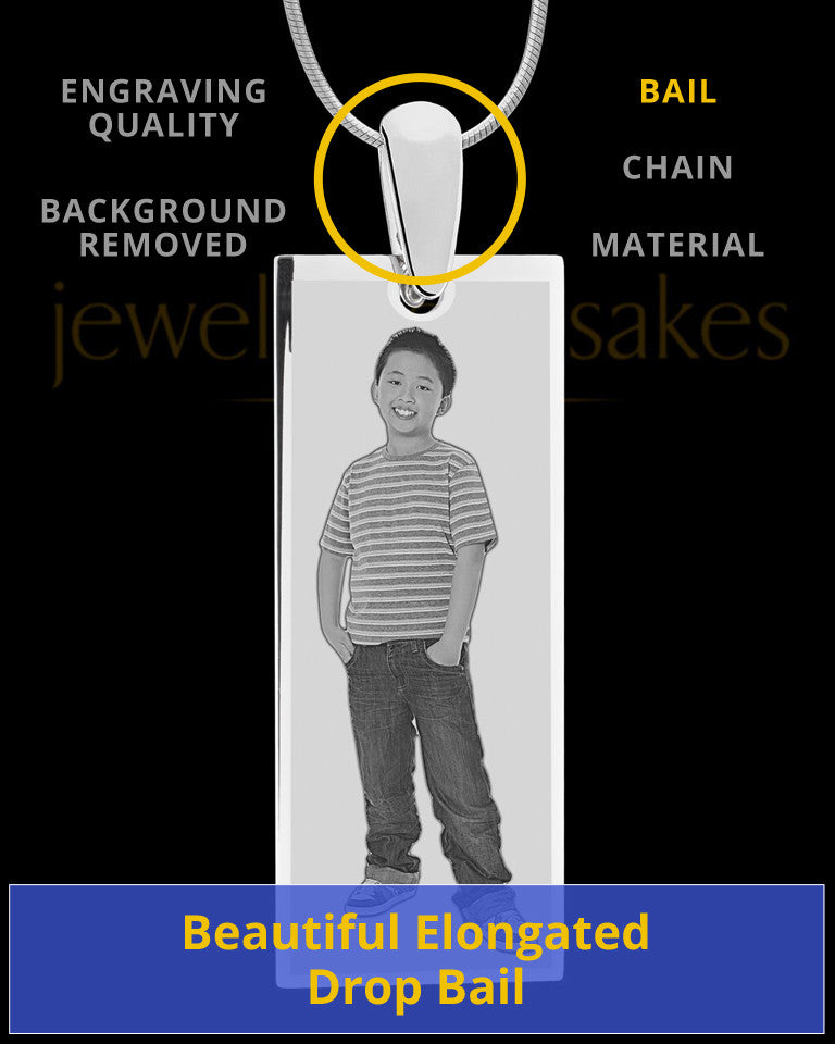 Silver Tall Rectangle Photo Engraved Pendant