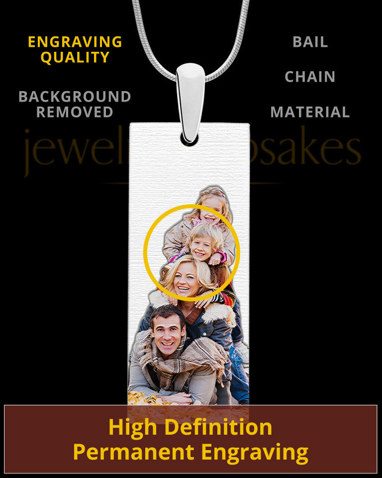 Full Color Tall Rectangle Photo Engraved Pendant