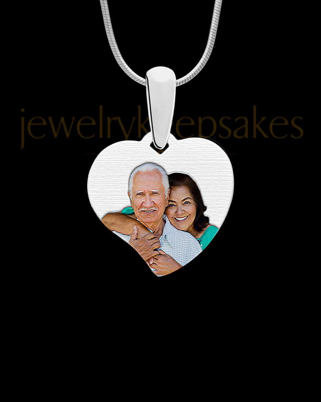 Curved Heart Full Color Photo Engraved Pendant