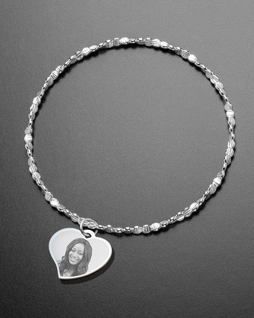 Luxury Curved Heart Photo Engraved Bracelet