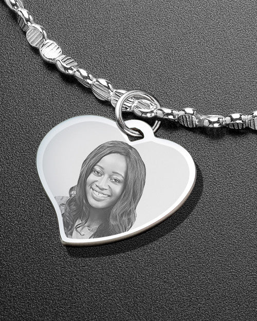 Luxury Curved Heart Photo Engraved Bracelet