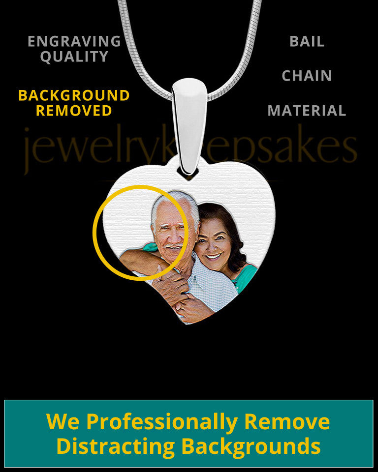 Curved Heart Full Color Photo Engraved Pendant