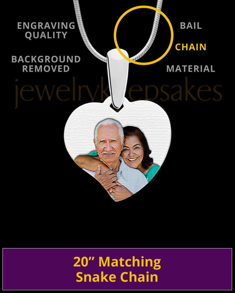 Curved Heart Full Color Photo Engraved Pendant