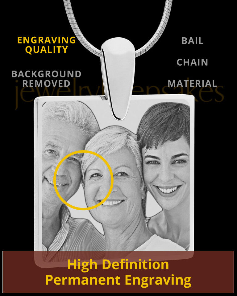 Silver Perfect Square Photo Engraved Pendant
