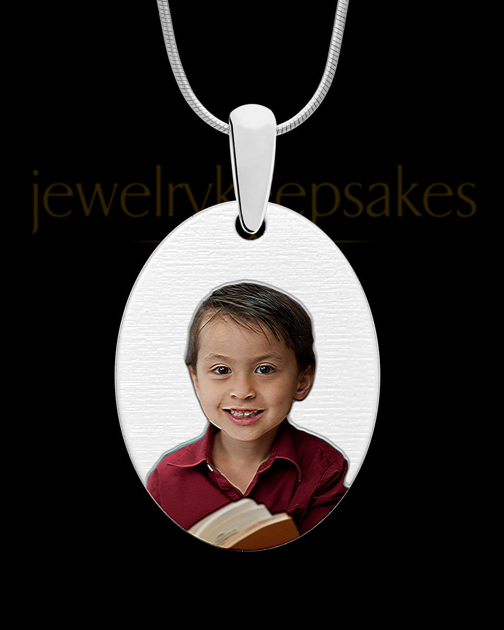 Full Color Large Oval Photo Engraved Pendant