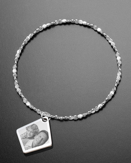 Luxury Elongated Diamond Photo Engraved Bracelet