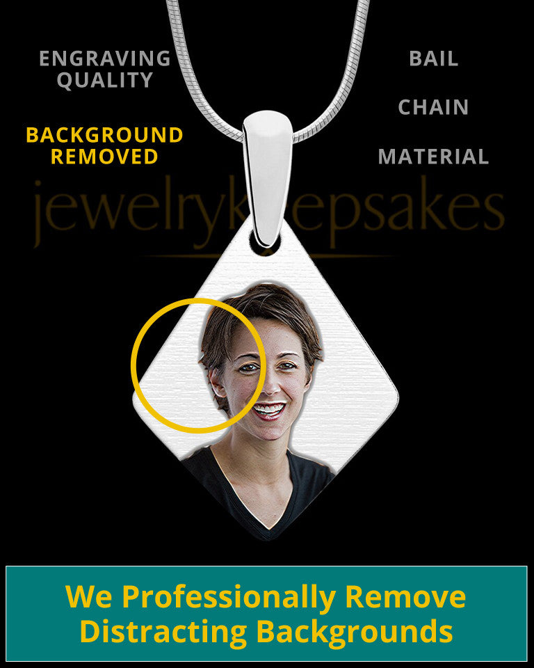Full Color Elongated Diamond Photo Engraved Pendant