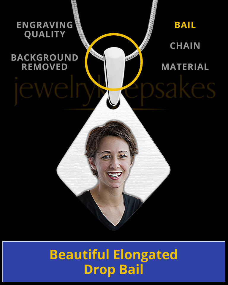 Full Color Elongated Diamond Photo Engraved Pendant
