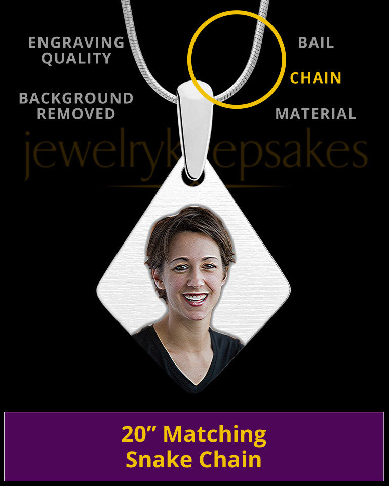 Full Color Elongated Diamond Photo Engraved Pendant