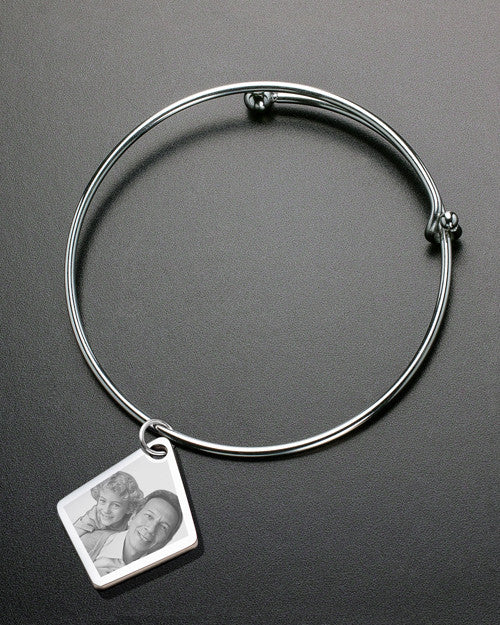 Sophisticate Elongated Diamond Photo Engraved Bracelet