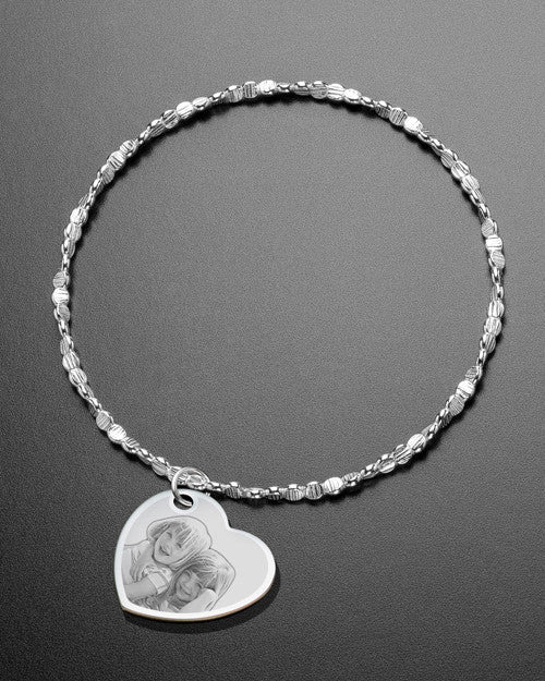 Luxury Side Heart Photo Engraved Bracelet