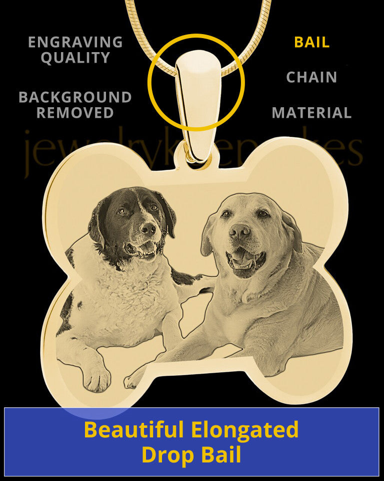Gold Doggie Bone Photo Engraved Pendant