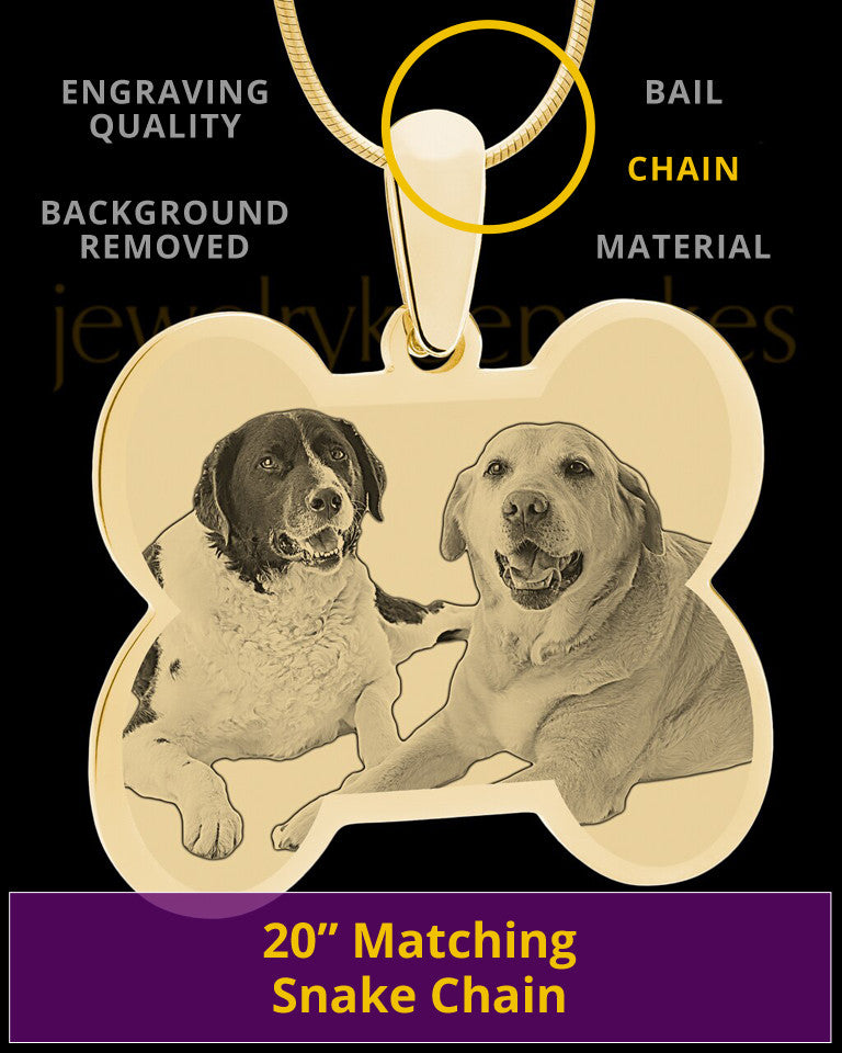 Gold Doggie Bone Photo Engraved Pendant
