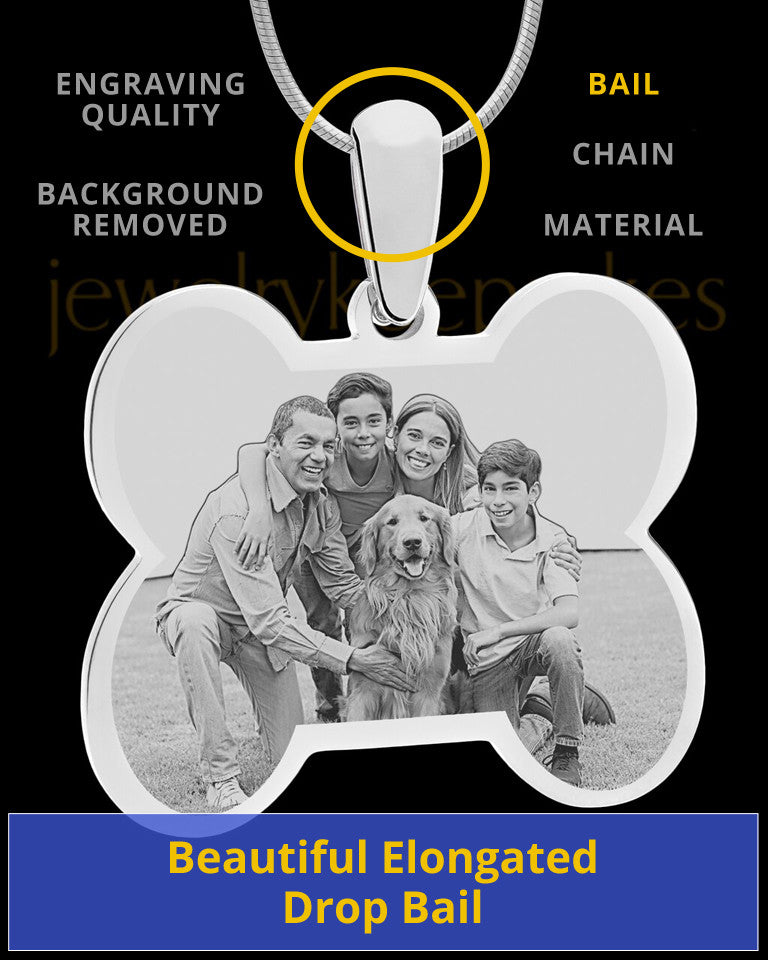 Silver Doggie Bone Photo Engraved Pendant