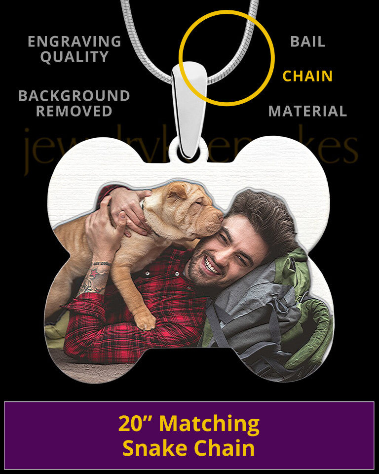 Full Color Doggie Bone Photo Engraved Pendant