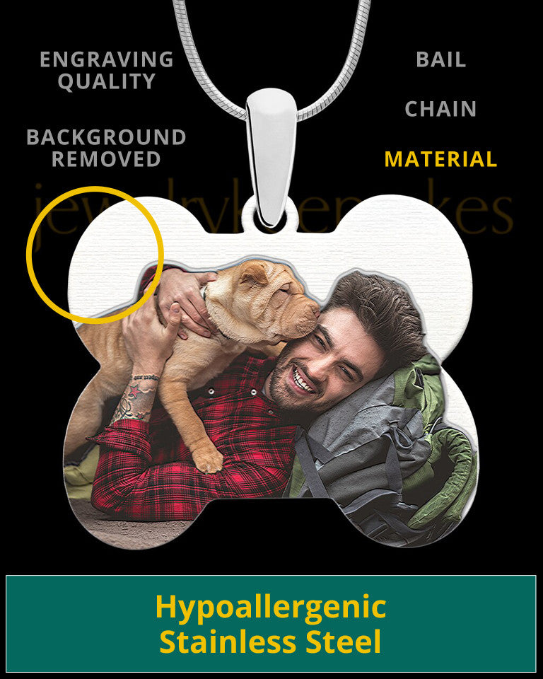 Full Color Doggie Bone Photo Engraved Pendant
