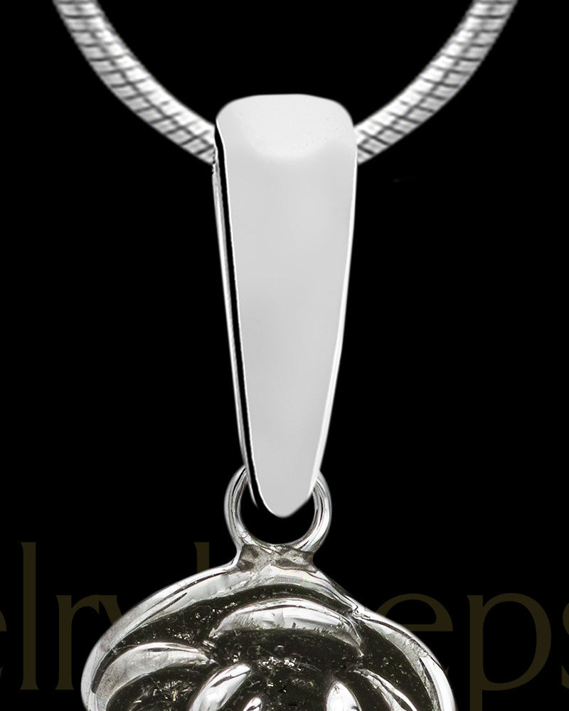 Solid 14K White Gold Flowered Wing Permanently Sealed Waterproof Cremation Pendant