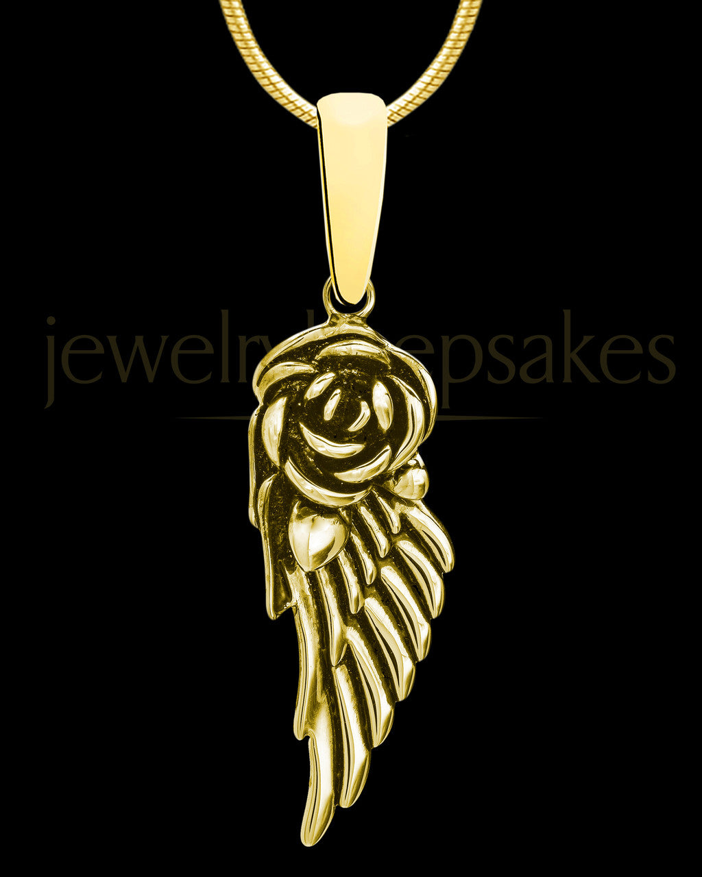 Solid 14K Gold Flowered Wing Permanently Sealed Waterproof Jewelry