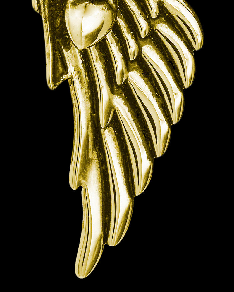 Solid 14K Gold Flowered Wing Permanently Sealed Waterproof Jewelry