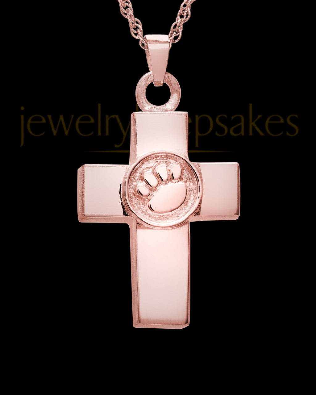 Ash Keepsake 14K Rose Gold Dedication Paw Cross Keepsake
