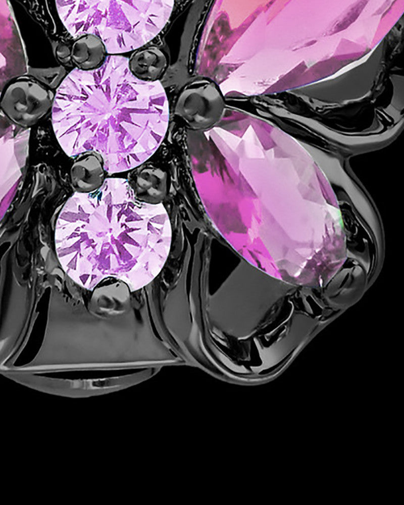 Black and Pink Bejeweled Butterfly Cremation Pendant