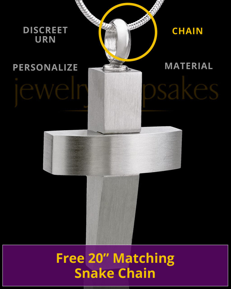 Stainless Steel Jewelry Urn Modern Cross