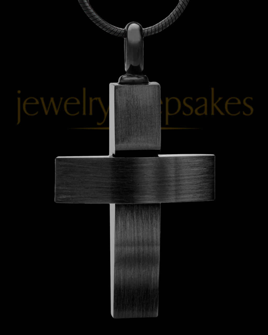 Black Finish Cross Urn Necklace For Ashes Stainless Steel