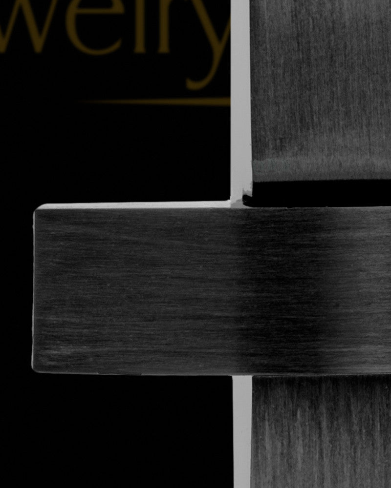 Black Finish Cross Urn Necklace For Ashes Stainless Steel