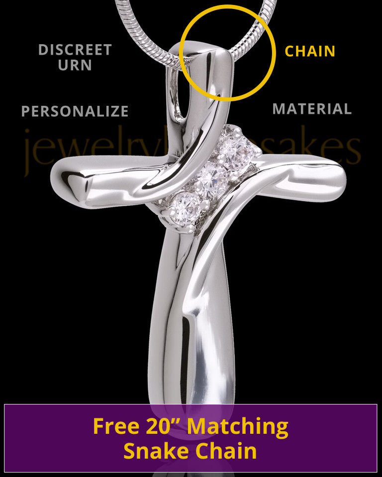 Personalized Cross Cremation Pendant For Ashes Sterling Silver