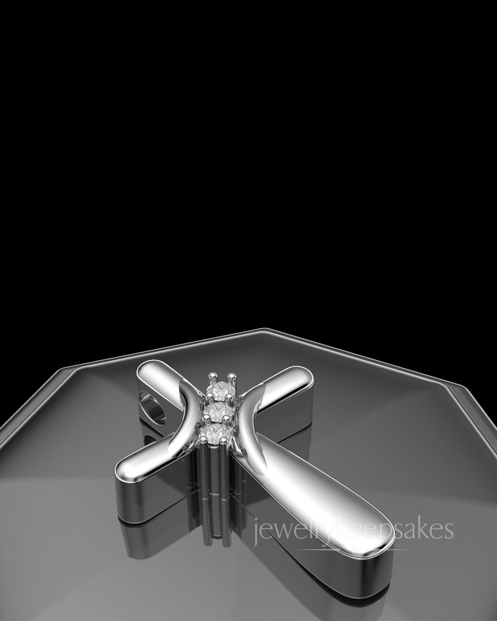 Solid 14k White Gold Elegant Cross Permanently Sealed Waterproof Cremation Pendant