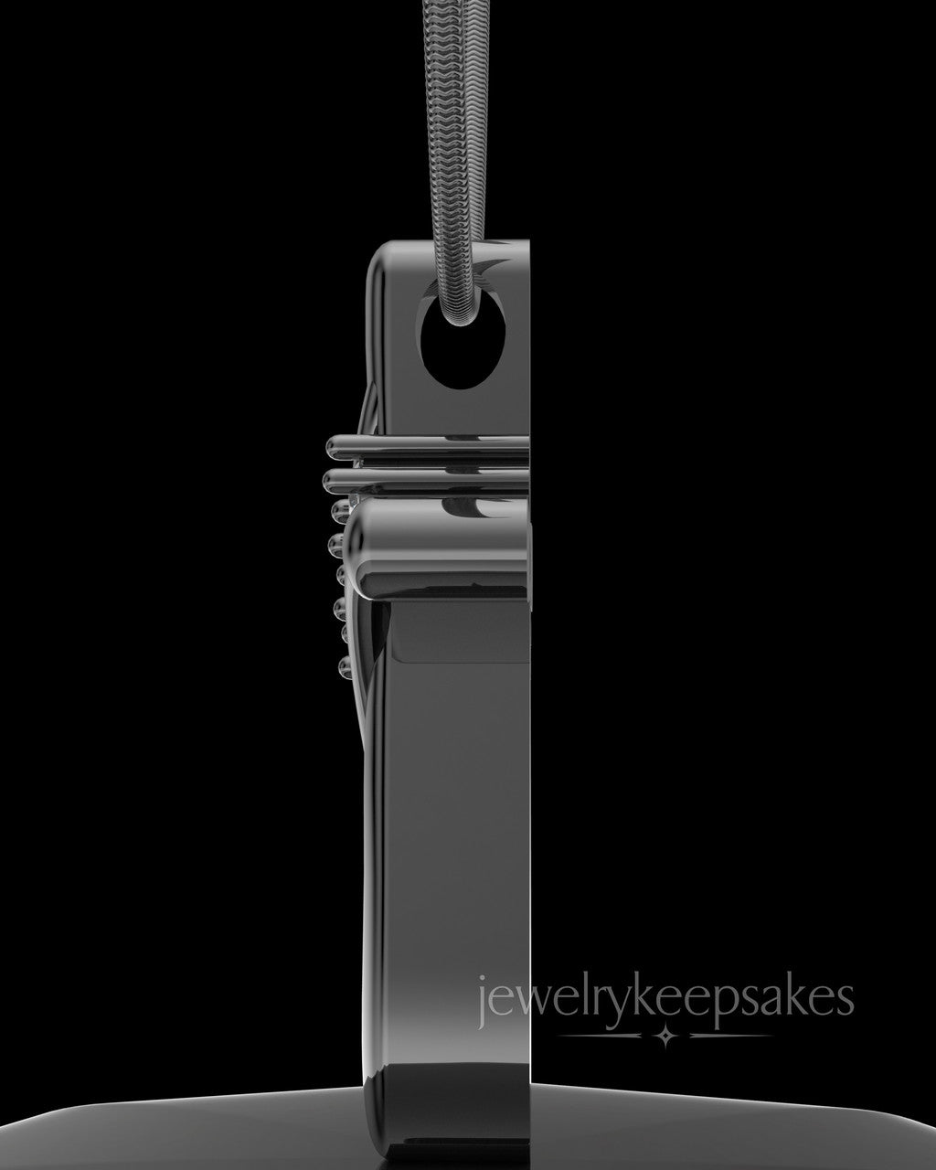 Black Plated over Sterling Elegant Cross Permanently Sealed Waterproof Cremation Pendant