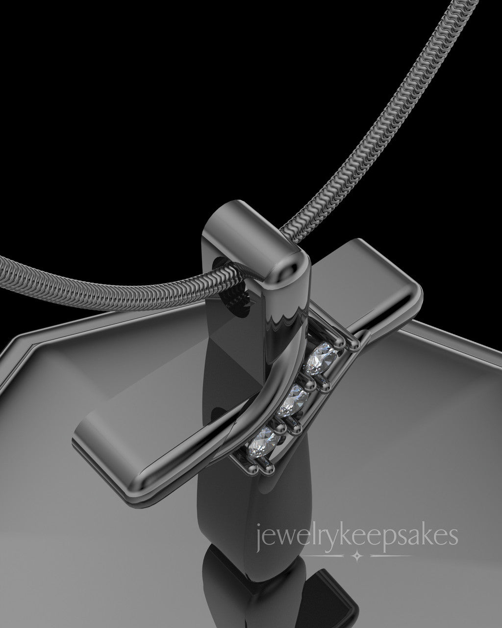 Black Plated over Sterling Elegant Cross Permanently Sealed Waterproof Cremation Pendant