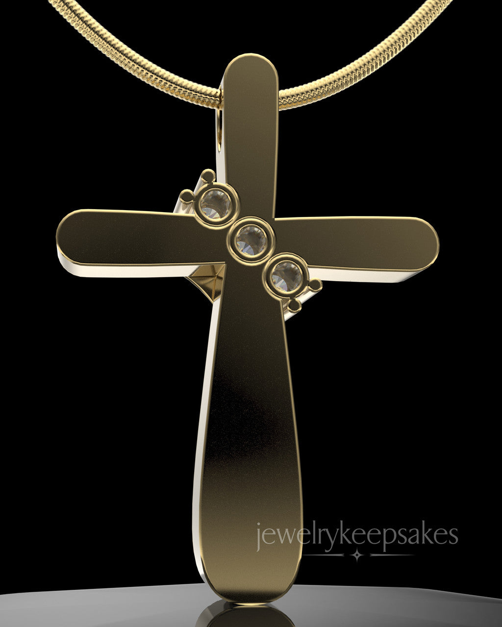Gold Plated over Sterling Elegant Cross Permanently Sealed Waterproof Cremation Pendant