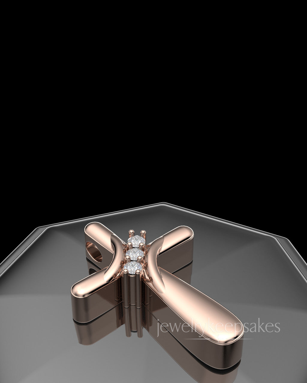 Rose Gold Plated over Sterling Elegant Cross Permanently Sealed Waterproof Cremation Pendant