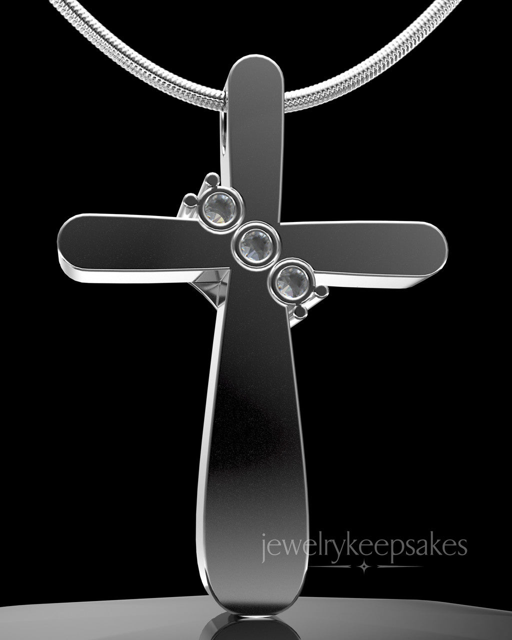 Sterling Silver Elegant Cross Permanently Sealed Waterproof Cremation Pendant