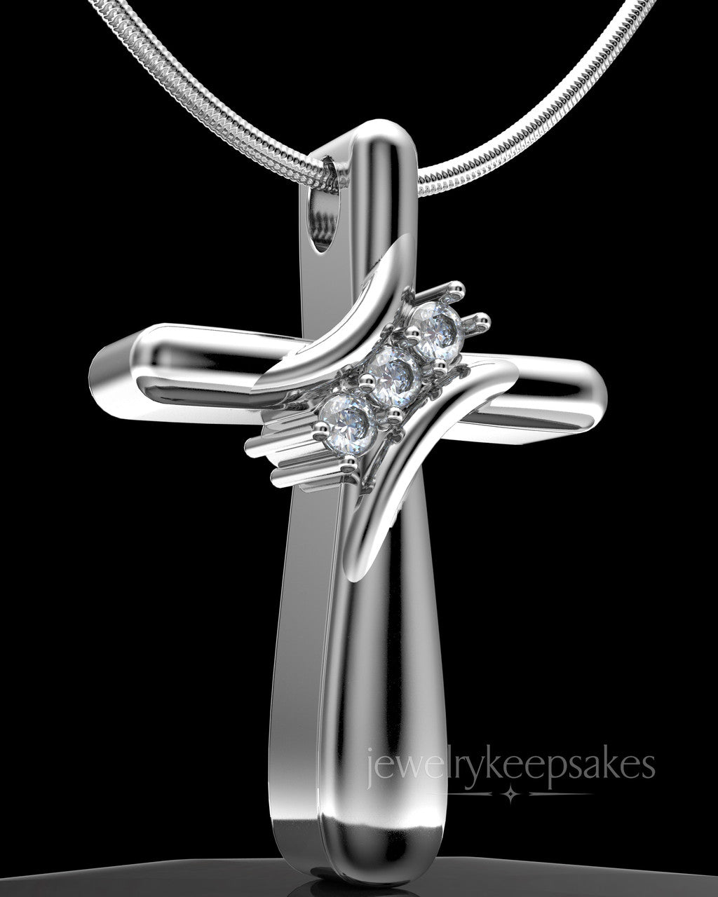 Sterling Silver Elegant Cross Permanently Sealed Waterproof Cremation Pendant