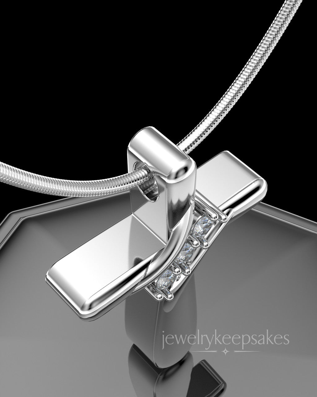 Sterling Silver Elegant Cross Permanently Sealed Waterproof Cremation Pendant