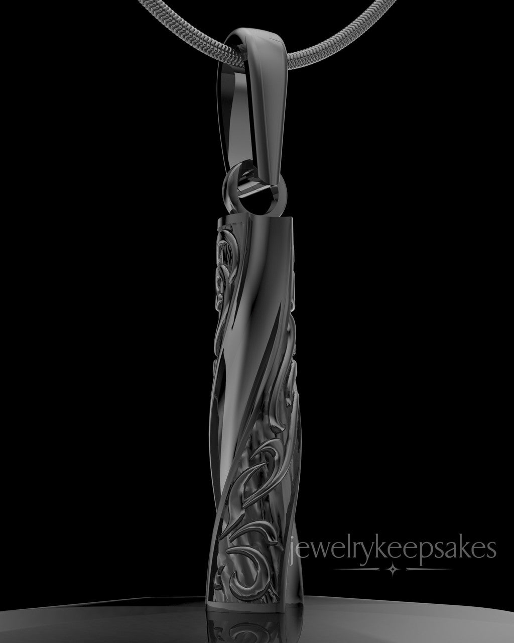 Black Plated Turned Cylinder Permanently Sealed Waterproof Cremation Jewelry
