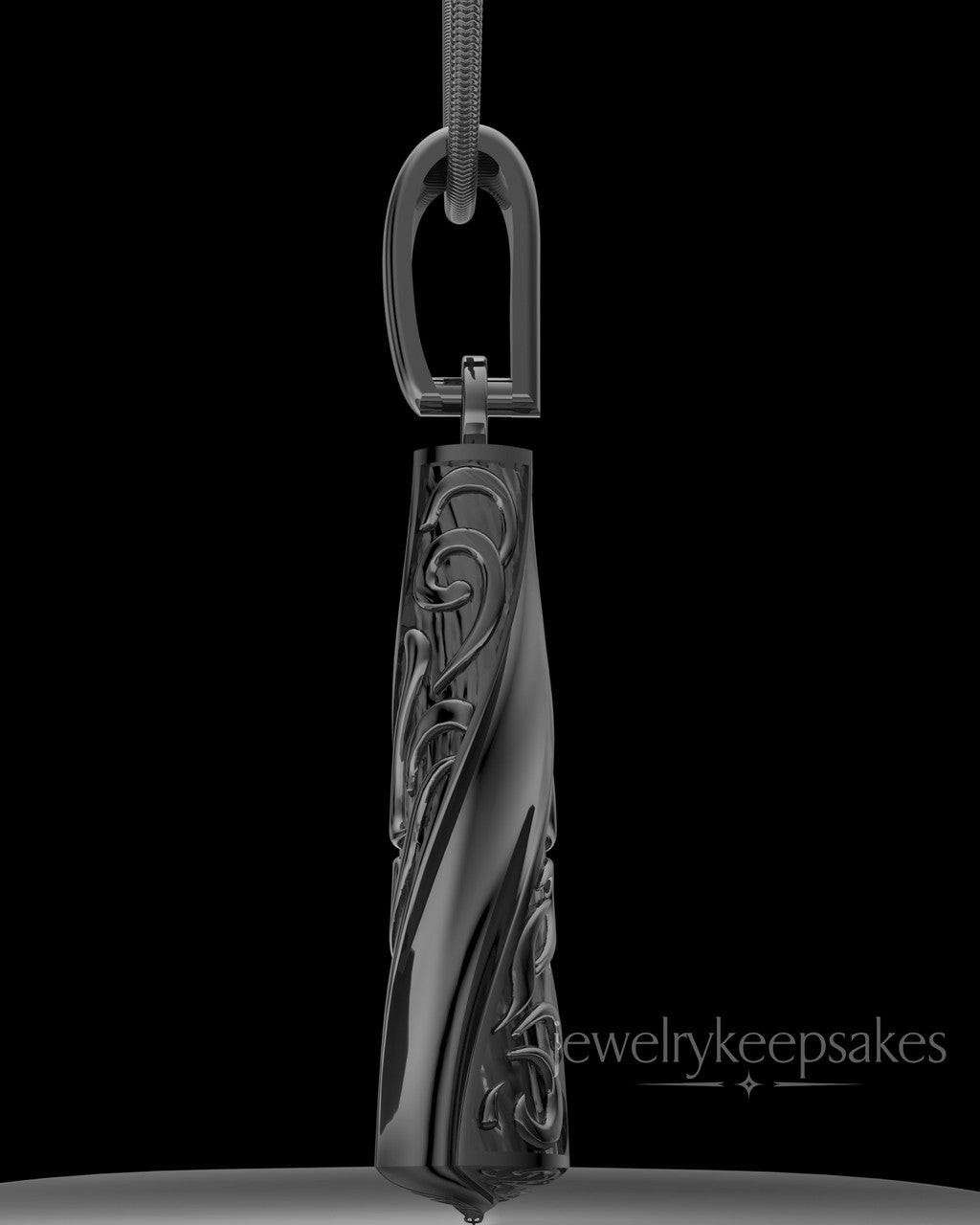 Black Plated Turned Cylinder Permanently Sealed Waterproof Cremation Jewelry