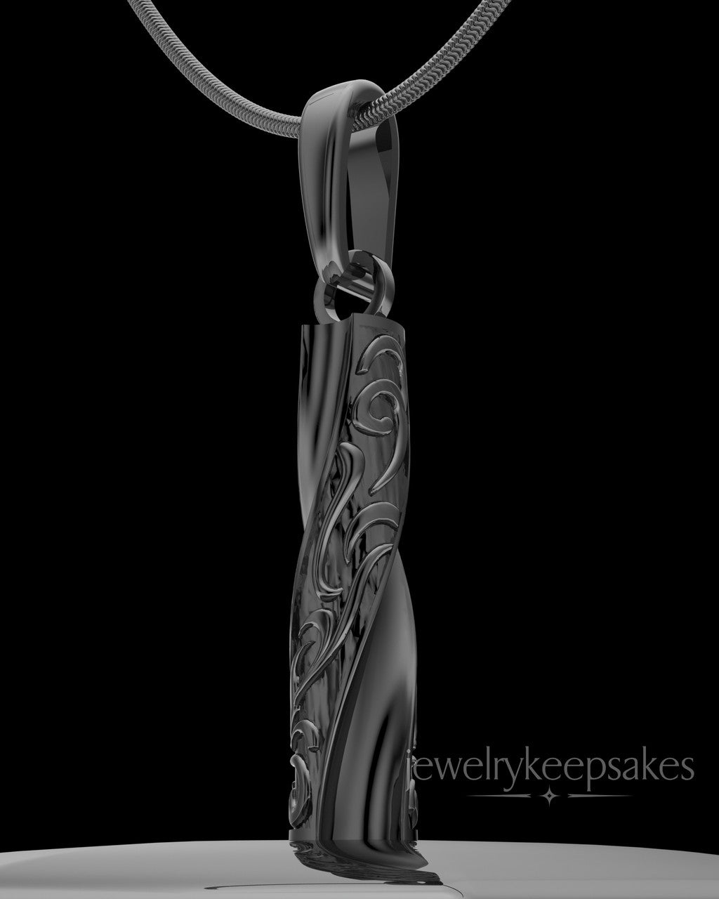 Black Plated Turned Cylinder Permanently Sealed Waterproof Cremation Jewelry