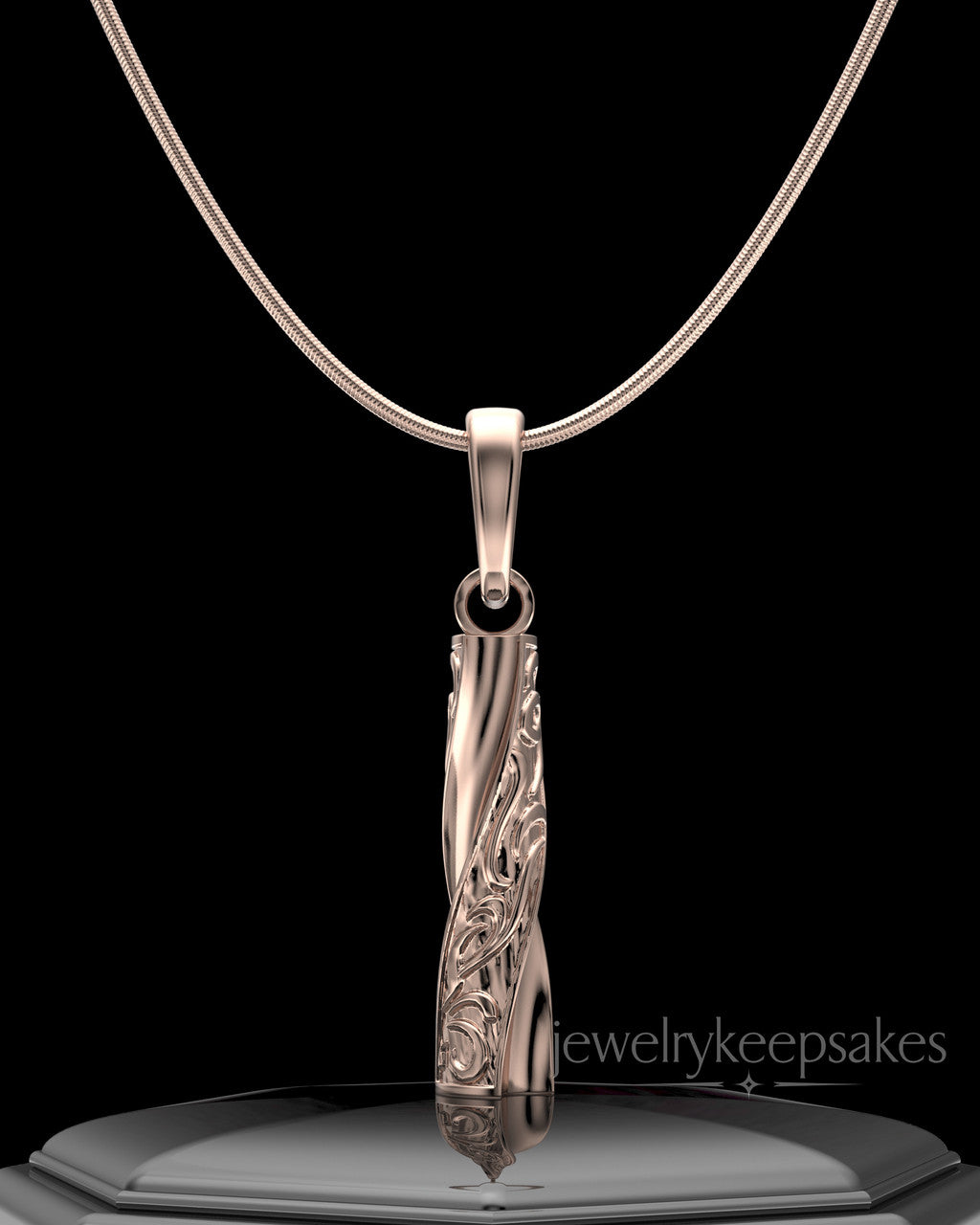 Rose Gold Plated Turned Cylinder Permanently Sealed Waterproof Cremation Jewelry