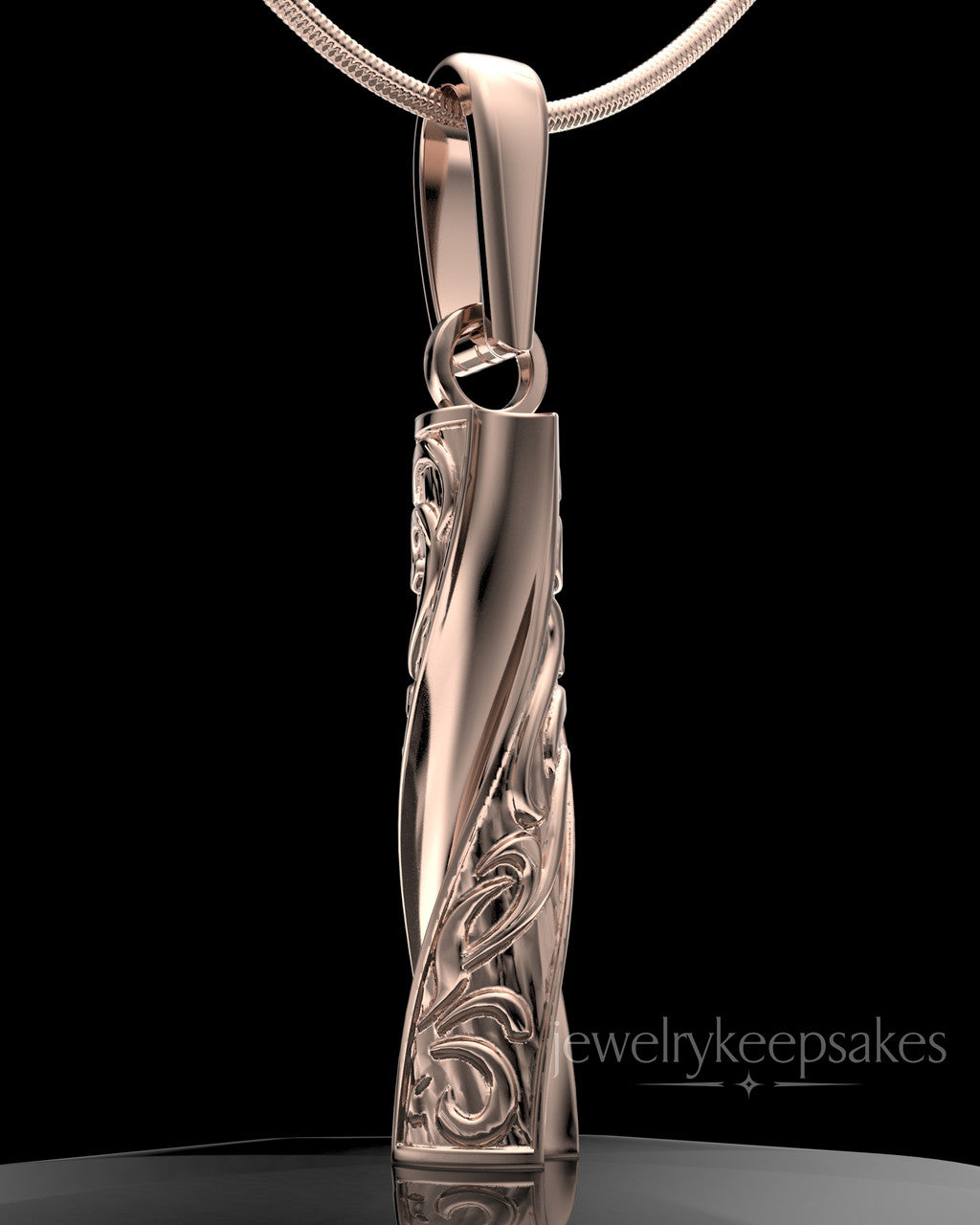 Rose Gold Plated Turned Cylinder Permanently Sealed Waterproof Cremation Jewelry