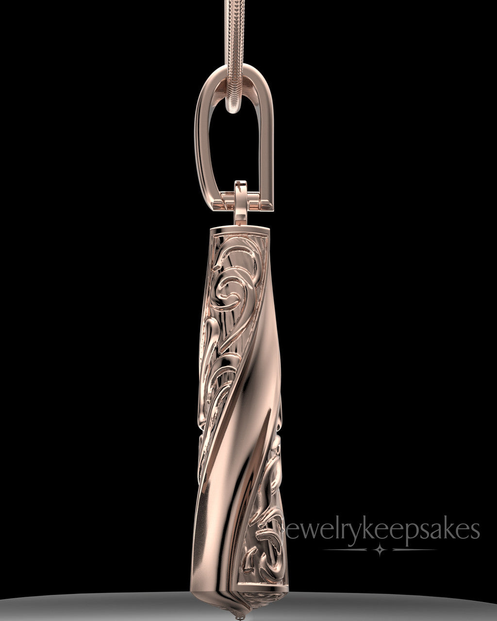 Rose Gold Plated Turned Cylinder Permanently Sealed Waterproof Cremation Jewelry