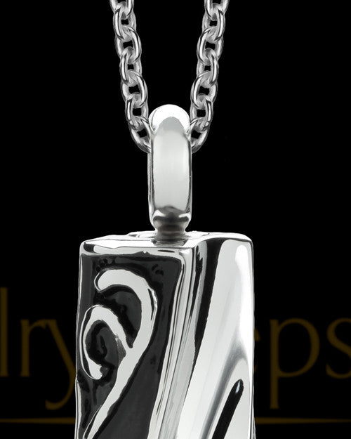 Steel Men's Turned Cylinder Cremation Jewelry