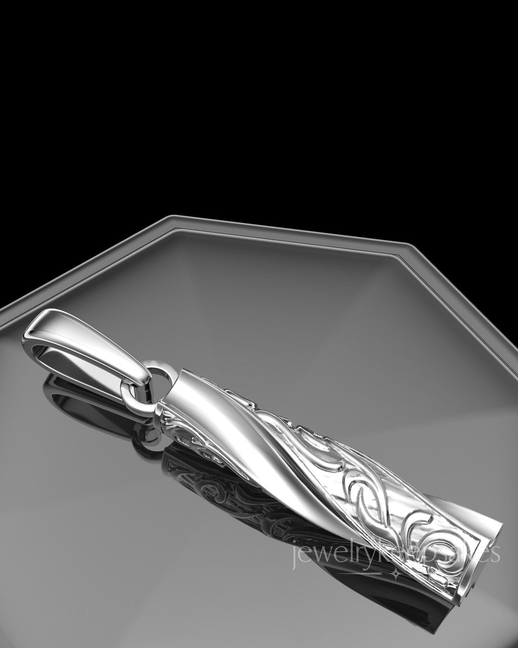 Solid 14k White Gold Turned Cylinder Permanently Sealed Waterproof Cremation Jewelry