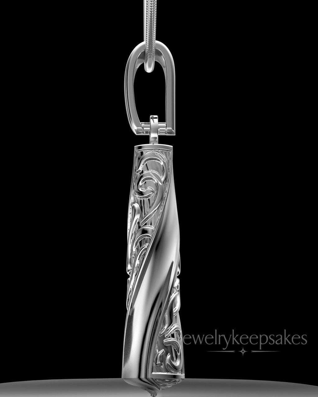 Solid 14k White Gold Turned Cylinder Permanently Sealed Waterproof Cremation Jewelry